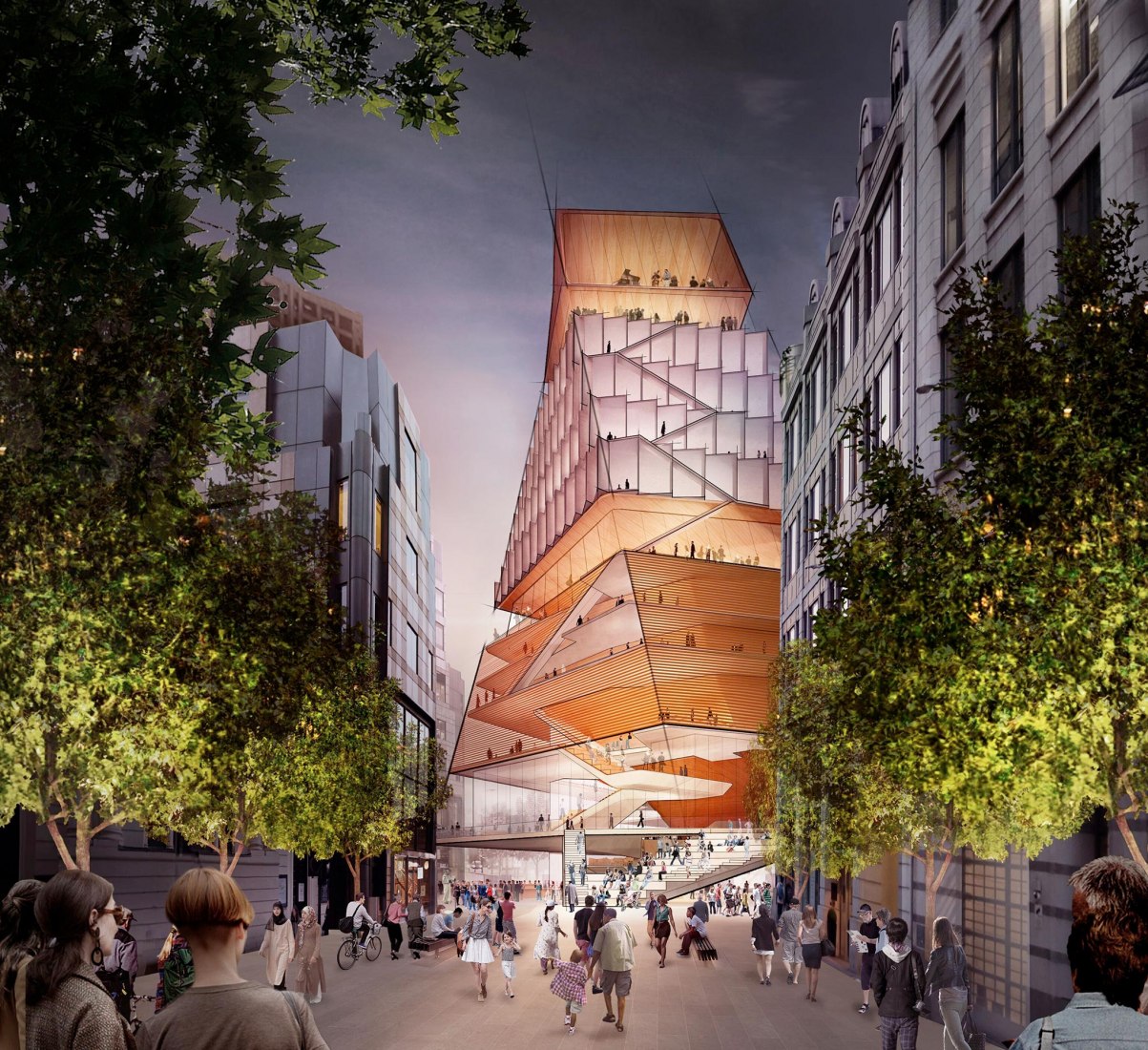 Visualziación. Centro para la Música de Londres, primeras ideas por Diller Scofidio + Renfro