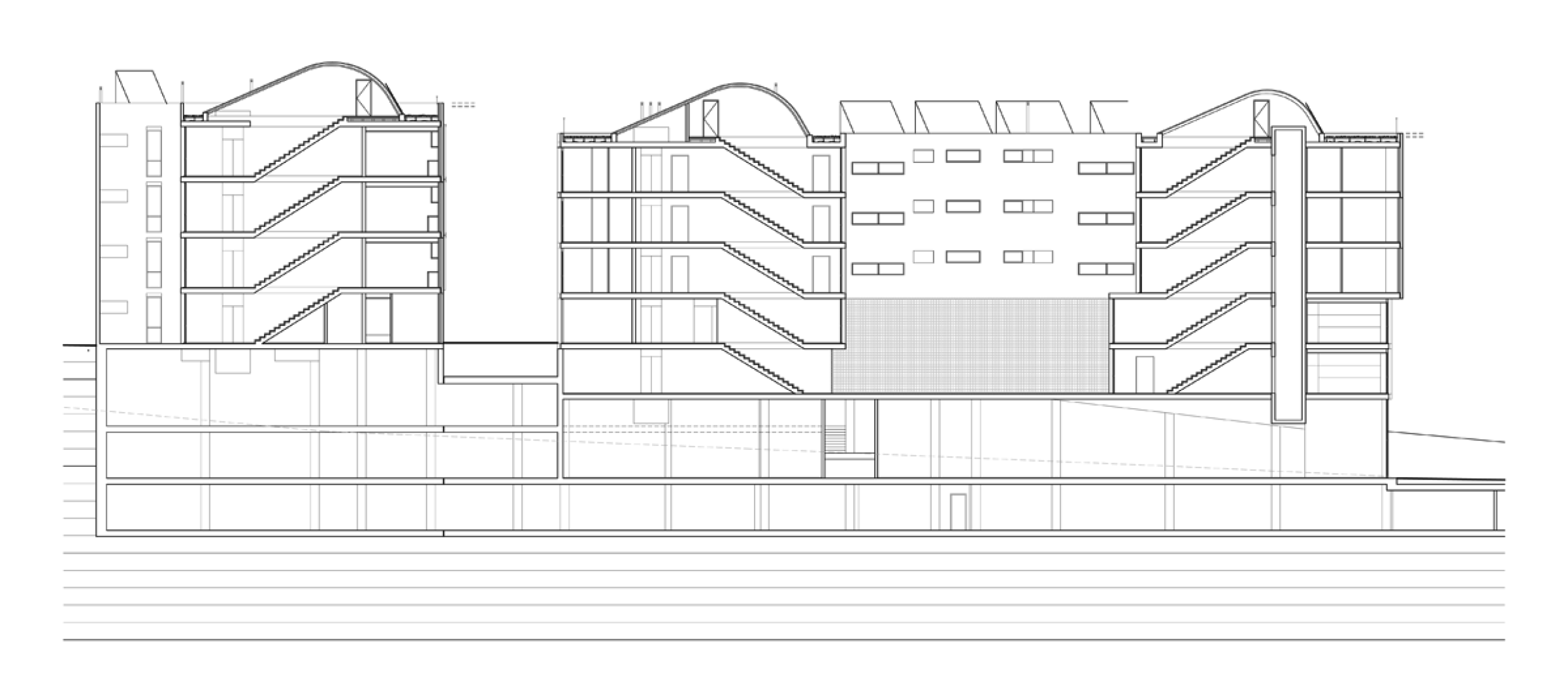 Sección. Bloque de viviendas y proyecto de urbanización. Por Pich-Aguilera Arquitectes. Imagen © cortesía de Pich-Aguilera Arquitectes.