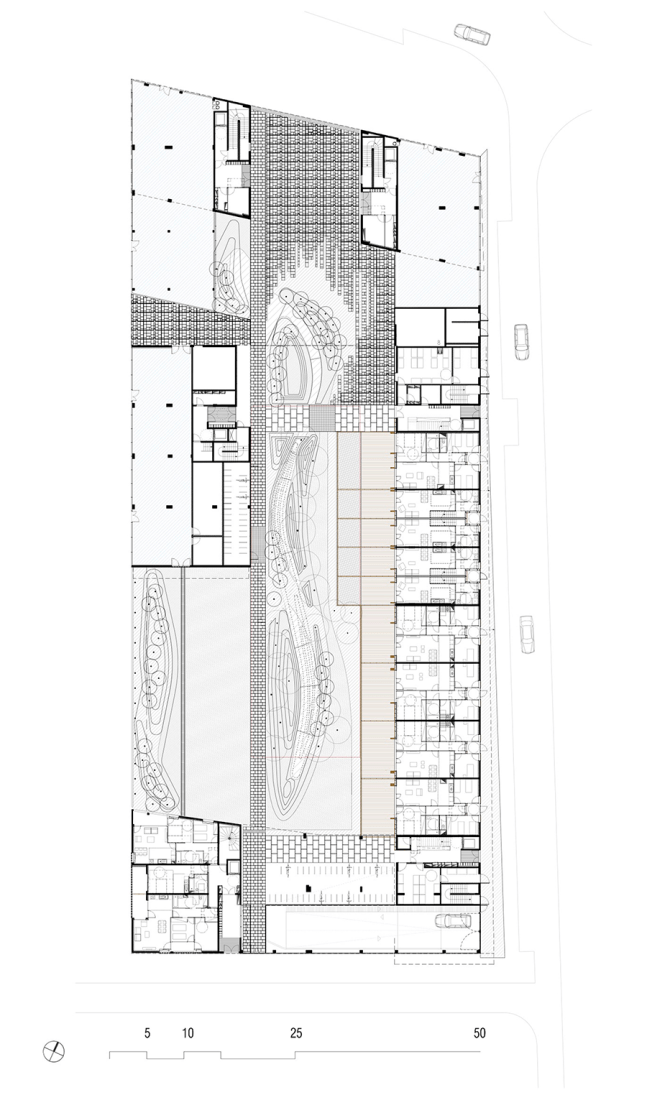 Ground floor plan. Dwellings in Toulouse by Mateo Arquitectura.