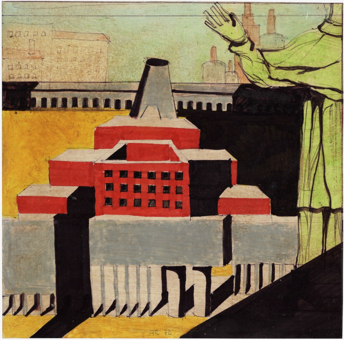 Arquitectura con santo. Composición arquitectónica con figura humana, 1972. Colección MAXXI Architecture. Archivo de Aldo Rossi © Eredi Aldo Rossi