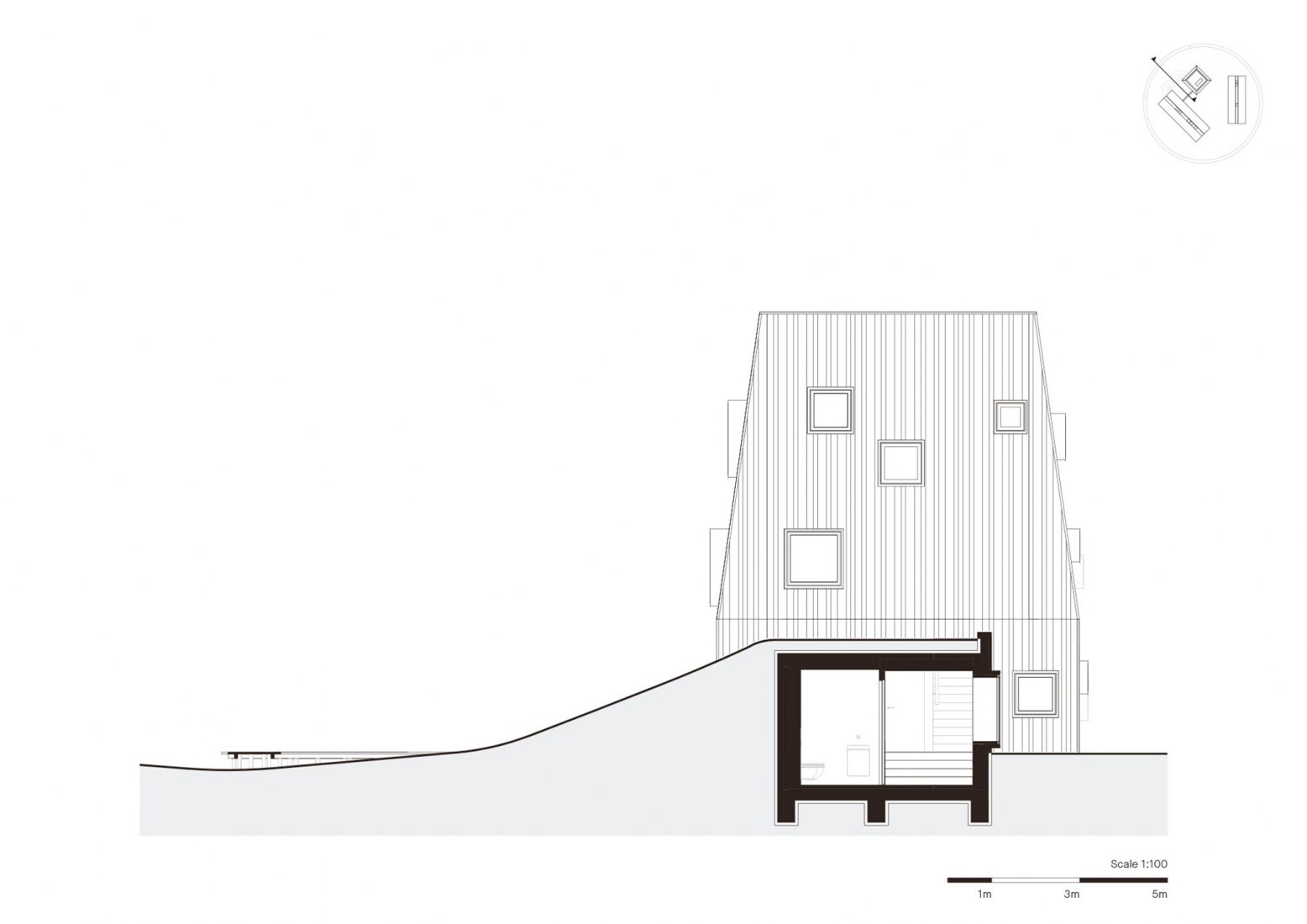 Sección. Villa Vught por Mecanoo. 