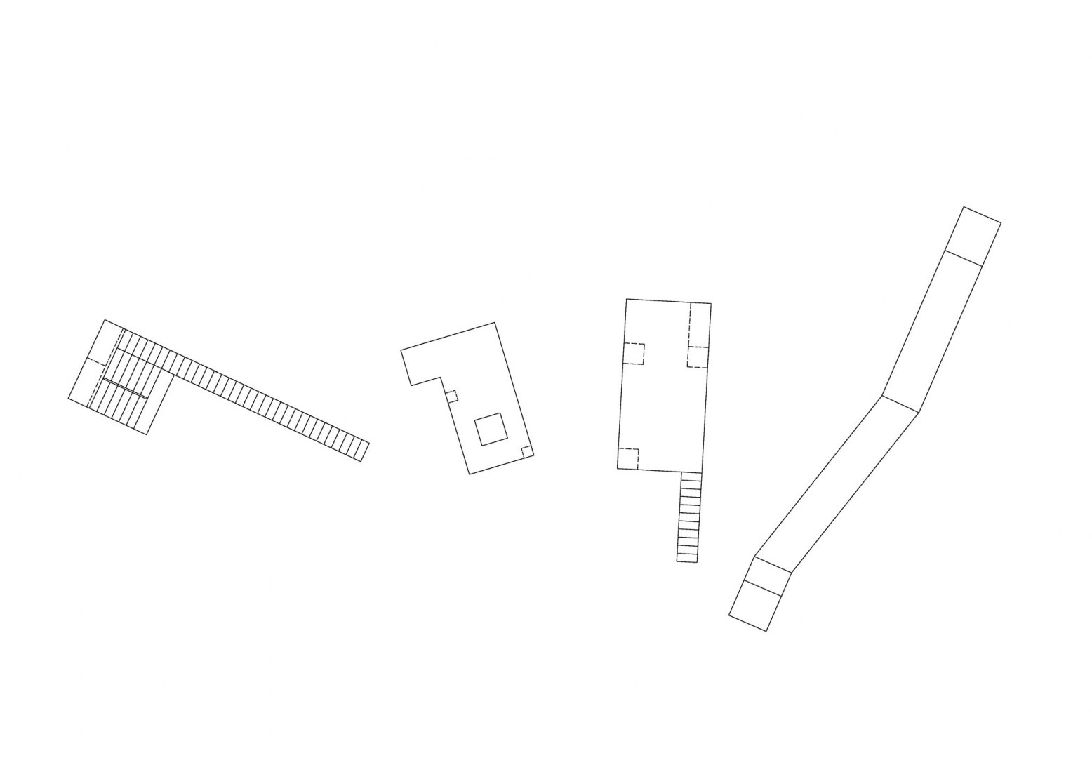 Plano de plantas de los cuatro miradores. La Patrulla de Guardia por Mjölk architekti.