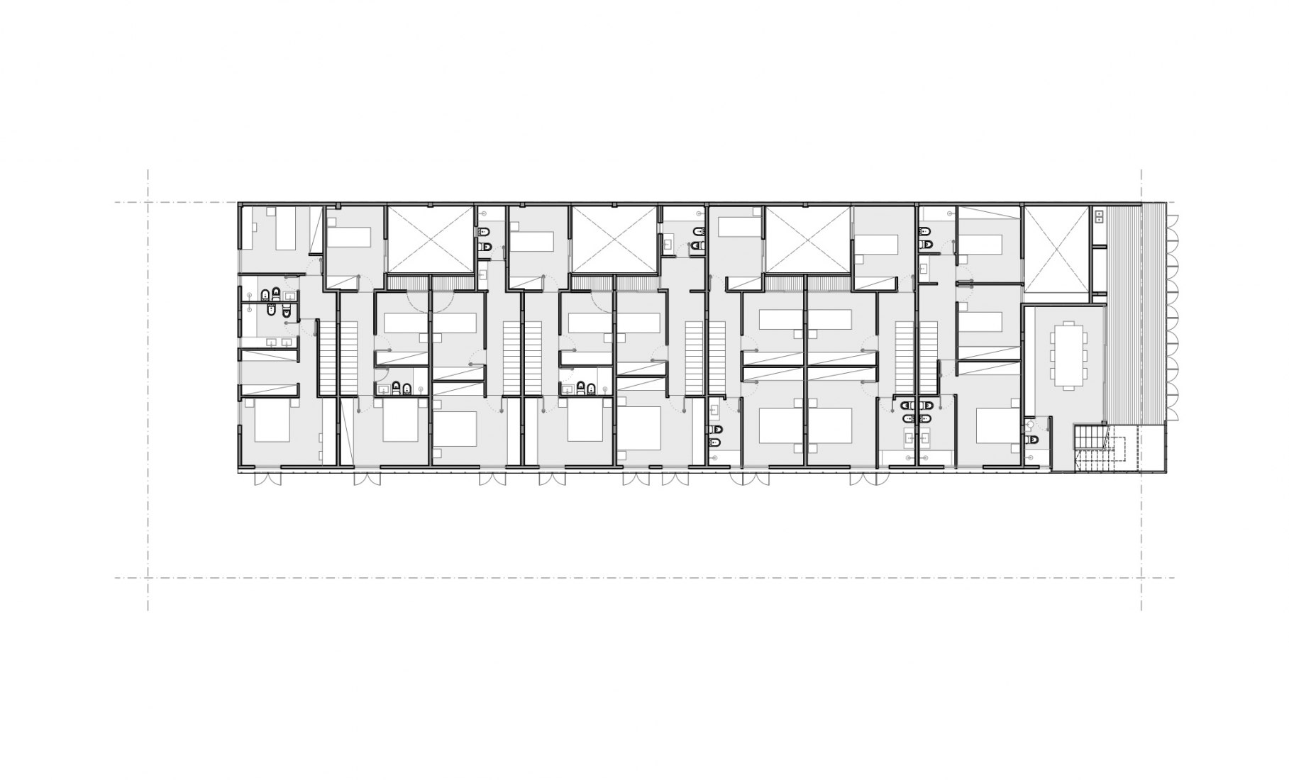 Planta segunda. 8 Casas por Lucas Nicolas Geya. 