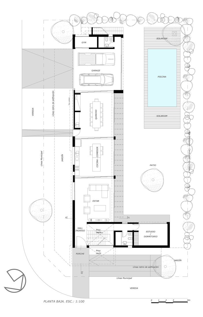 Ground floor plan. CM House by MZ Arquitectos.