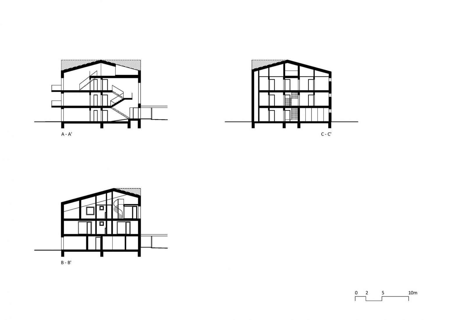 Plano de sección. Kamenice Villas por David Zámečník.