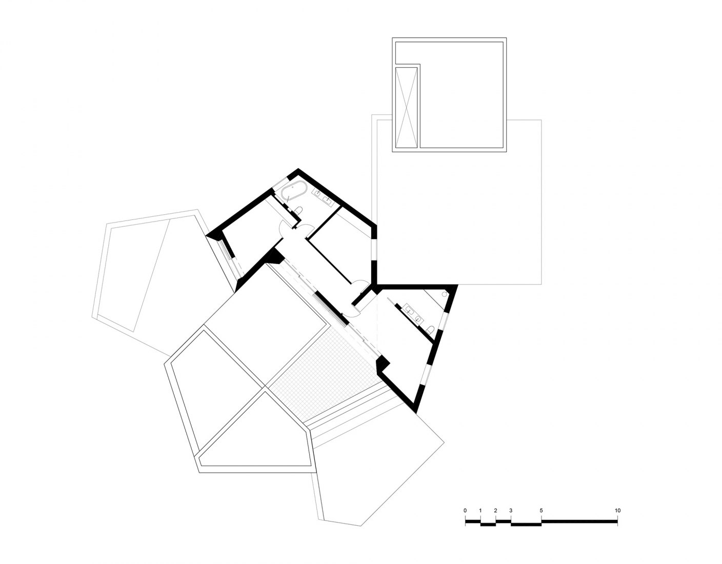 First floor plan. Patio House by Nomo Studio.