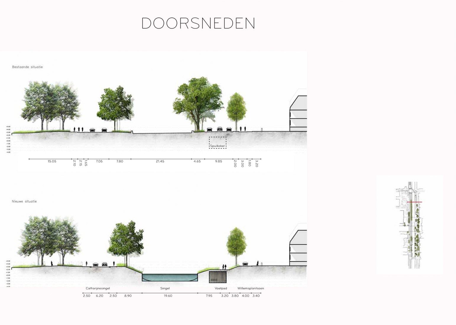 Secciones. Catharijnesingel por OKRA landscape architects.