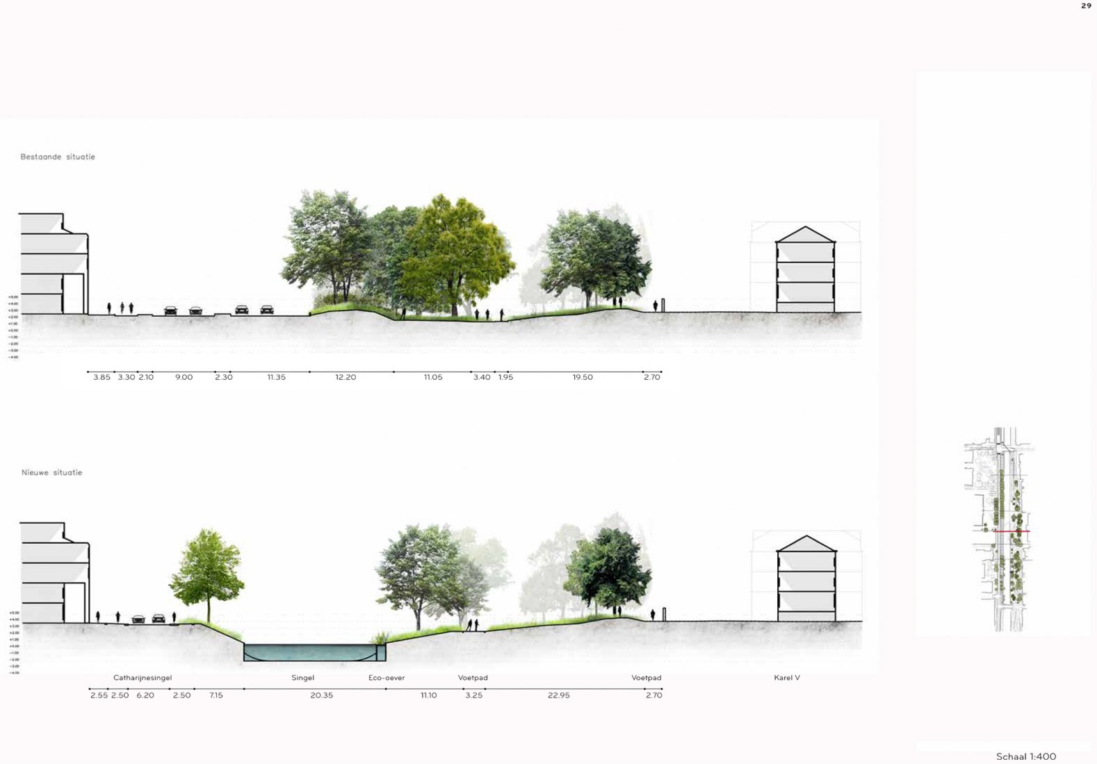 Secciones. Catharijnesingel por OKRA landscape architects.