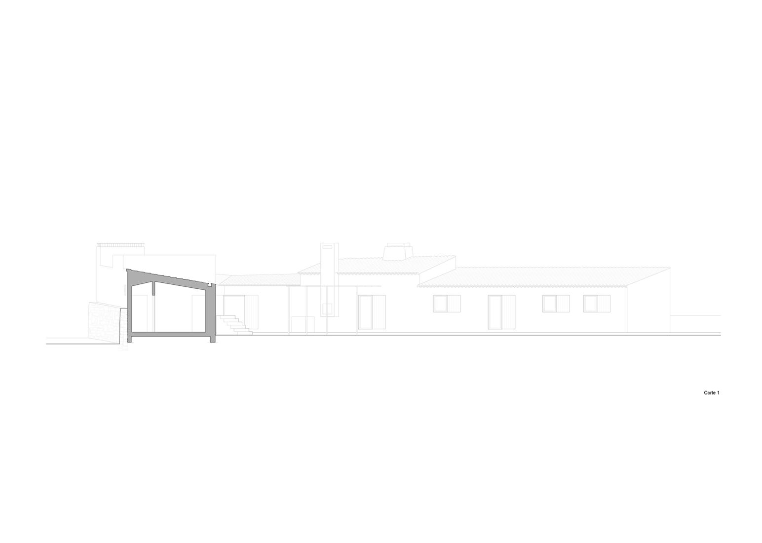 Sección. Casa do Loureiro por Orgânica Arquitectura.