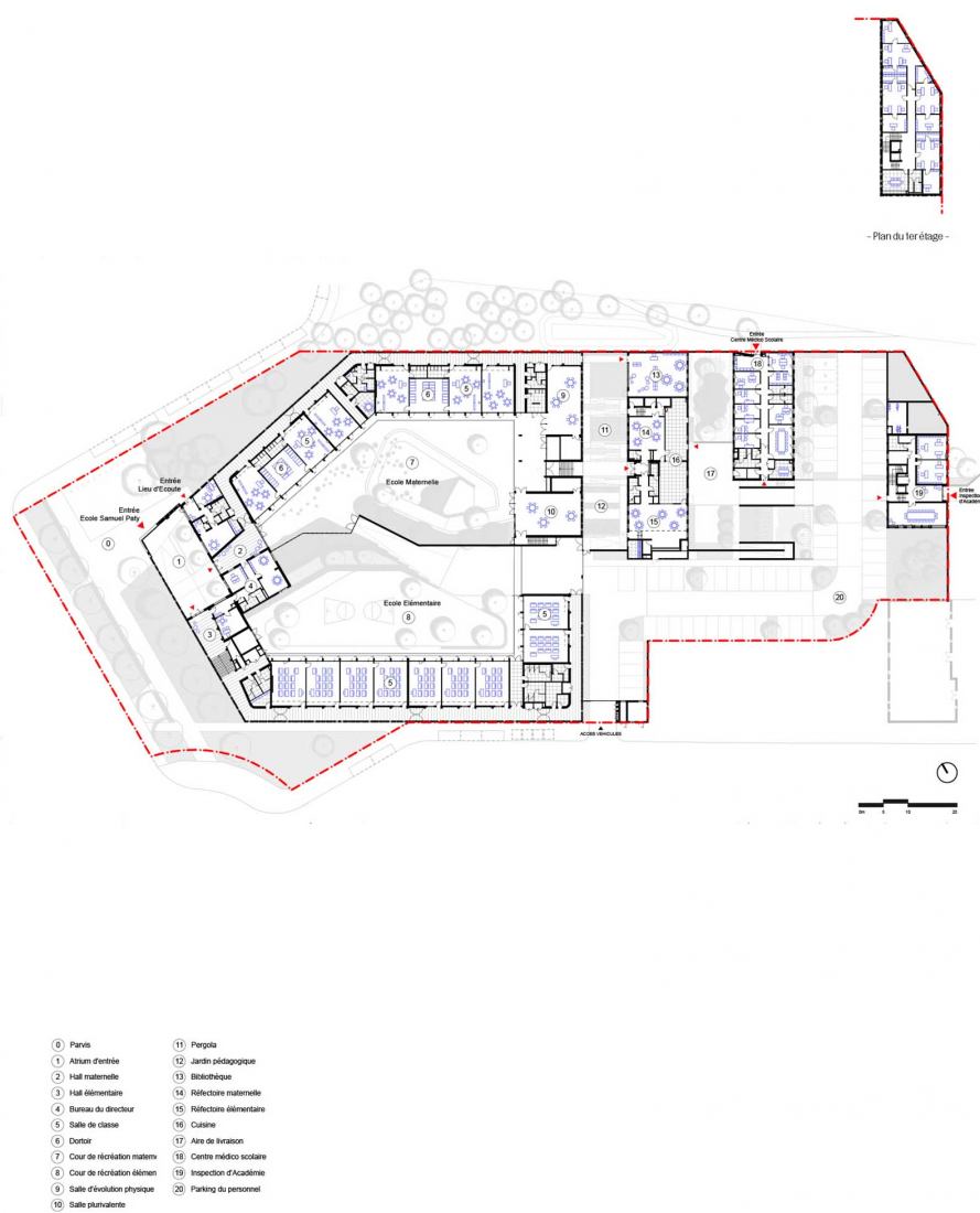 Ground floor plan. School group Samuel Paty by Ateliers O-S Architectes. 
