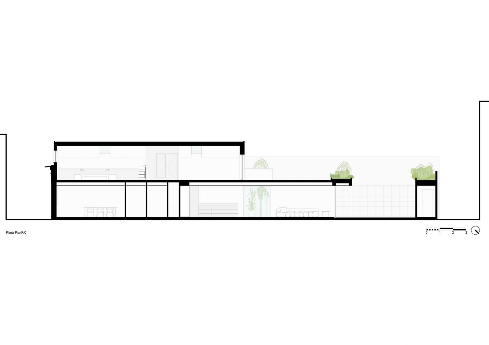 Longitudinal section. Beira Mar House by Paulo Martins Arquitectura.