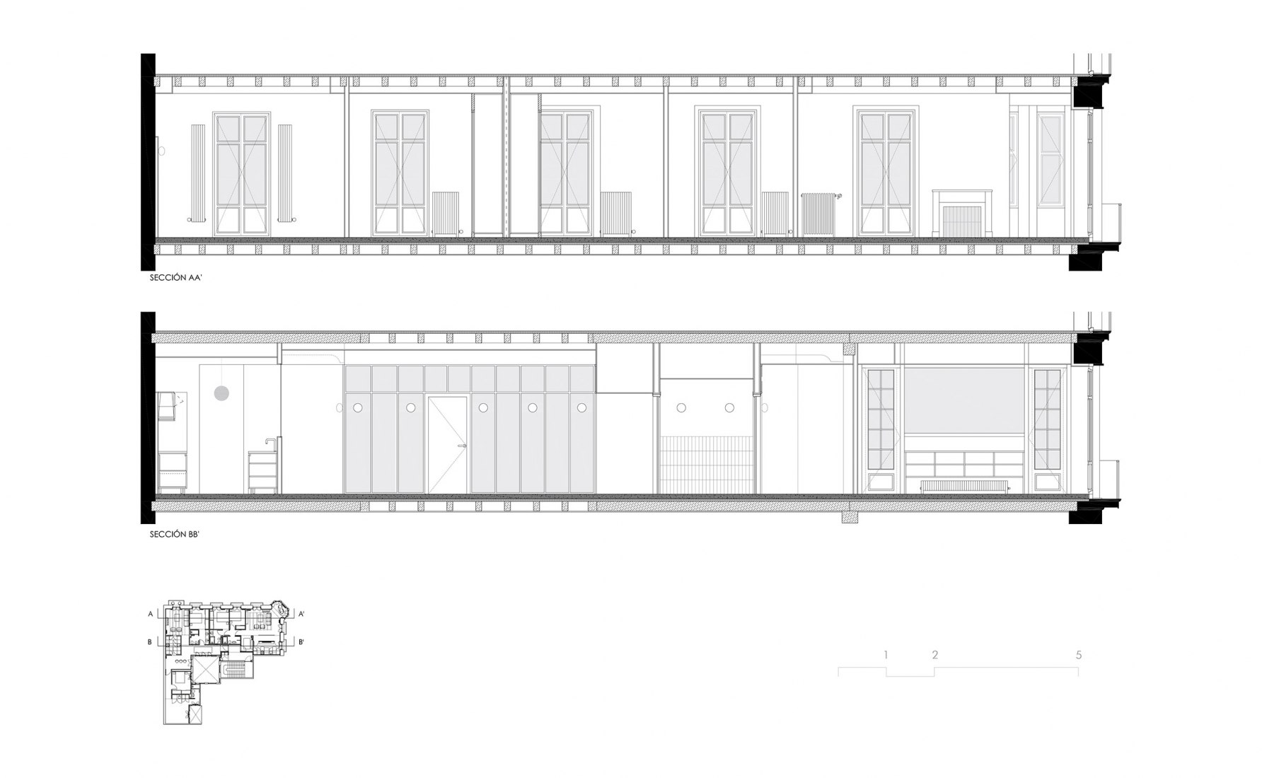 Secciones. Dos apartamentos Elkano por Pauzarq.