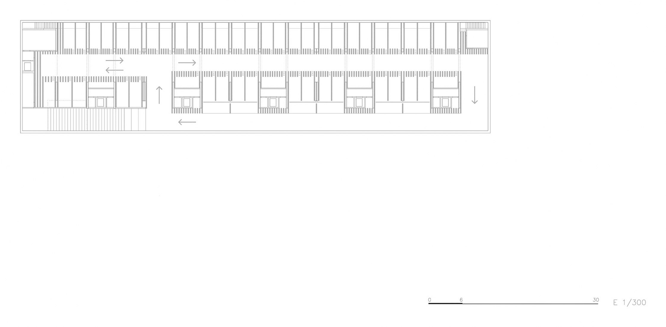 Plano planta baja. 54 viviendas sociales en Bon Pastor por Peris + Toral Arquitectes.