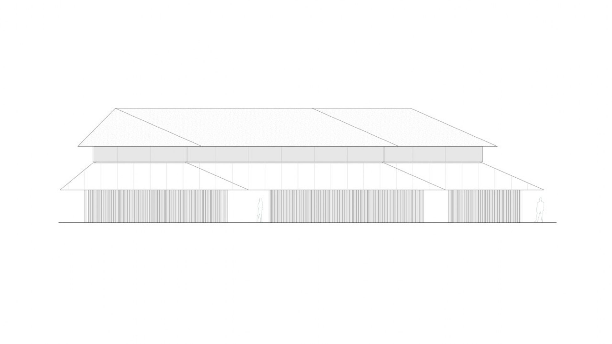 Elevation. Portland Japanese Garden Expansion by Kengo Kuma.