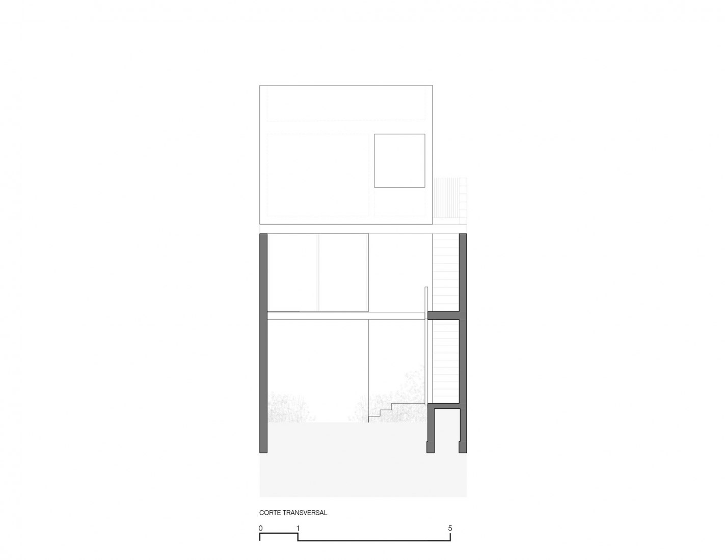 Cross section. Ederlezi House by Práctica Arquitectura.