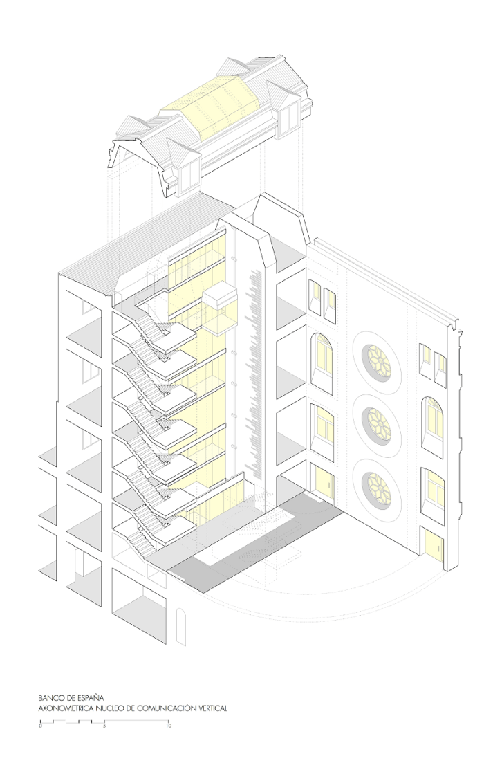 Axonometric. Rehabilitation of the Bank of Spain by Paredes Pedrosa.