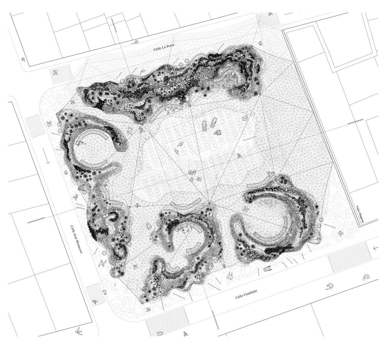 Location plan. Tephra, project winner of the contest reTHINKING Competitions. Courtesy by Díaz + Ramos