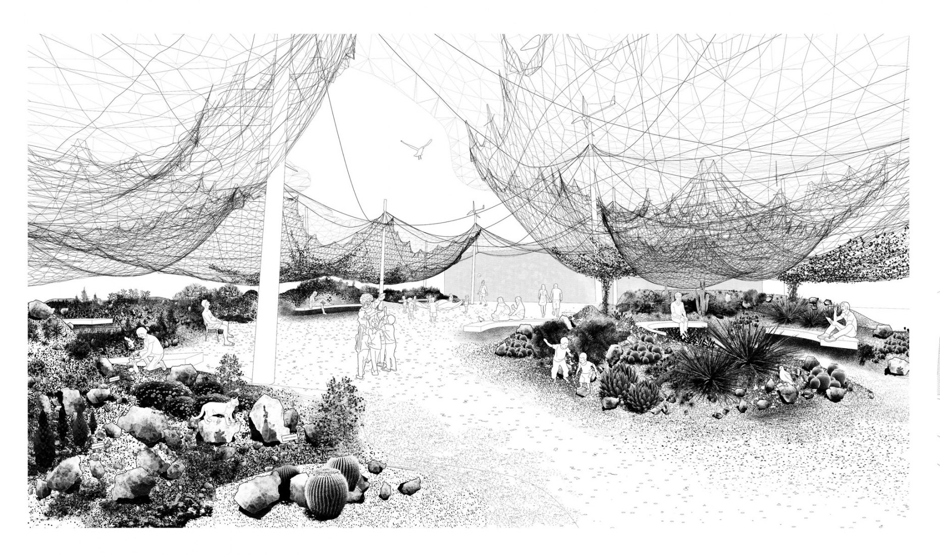 Square view. Tephra, project winner of the contest reTHINKING Competitions. Courtesy by Díaz + Ramos