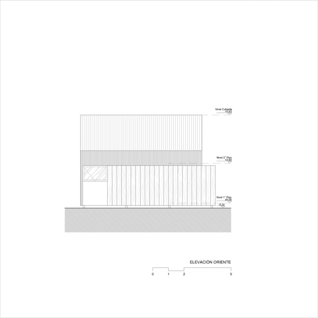 East elevation. La Quimera house by Ruca Proyectos