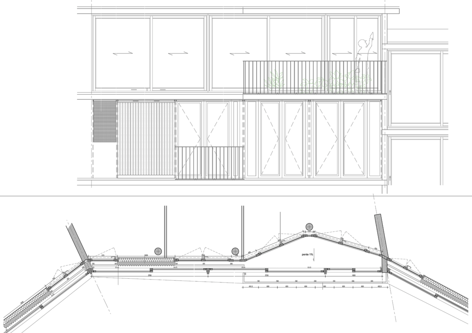 Constructive detail of the envelope. Rue des Orteaux by Babled Nouvet Reynaud Architectes. Image courtesy of Metropolis Communication © Babled Nouvet Reynaud Architectes.