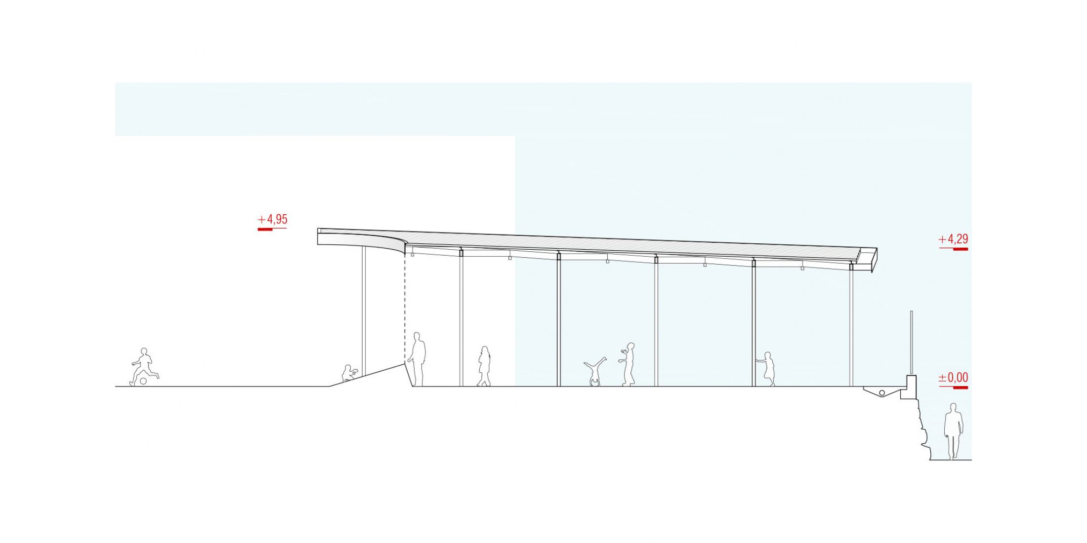 Section. MendiStoa. Intervention in a school playground by RUE and Yoldi Arbizu.