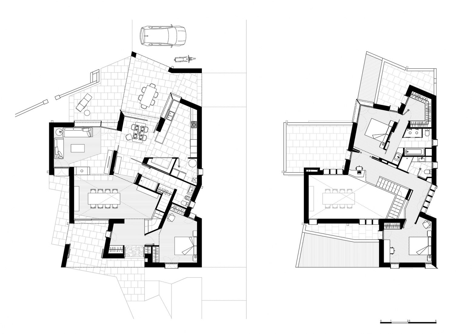 Ground and first floor plan. MM House by Salvà Ortín Arquitectes.