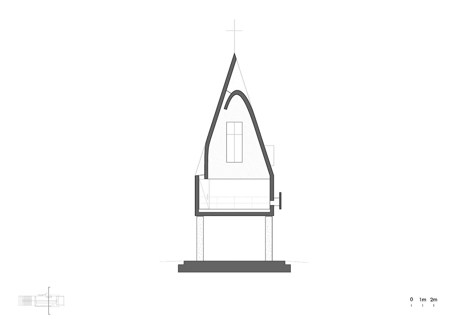 Transversal section. Seashore Chapel by Vector Architects. Image courtesy of Vector Architects.