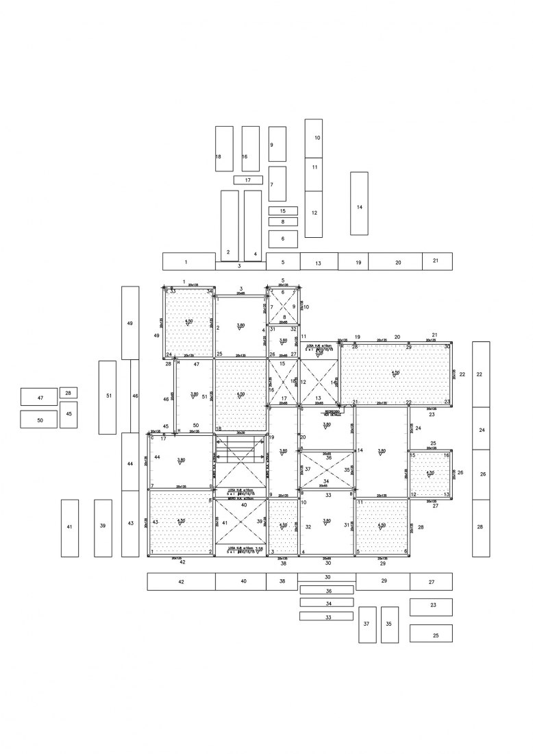 Concrete formwork plan. House Margarita by Sebastian Arquitectos.