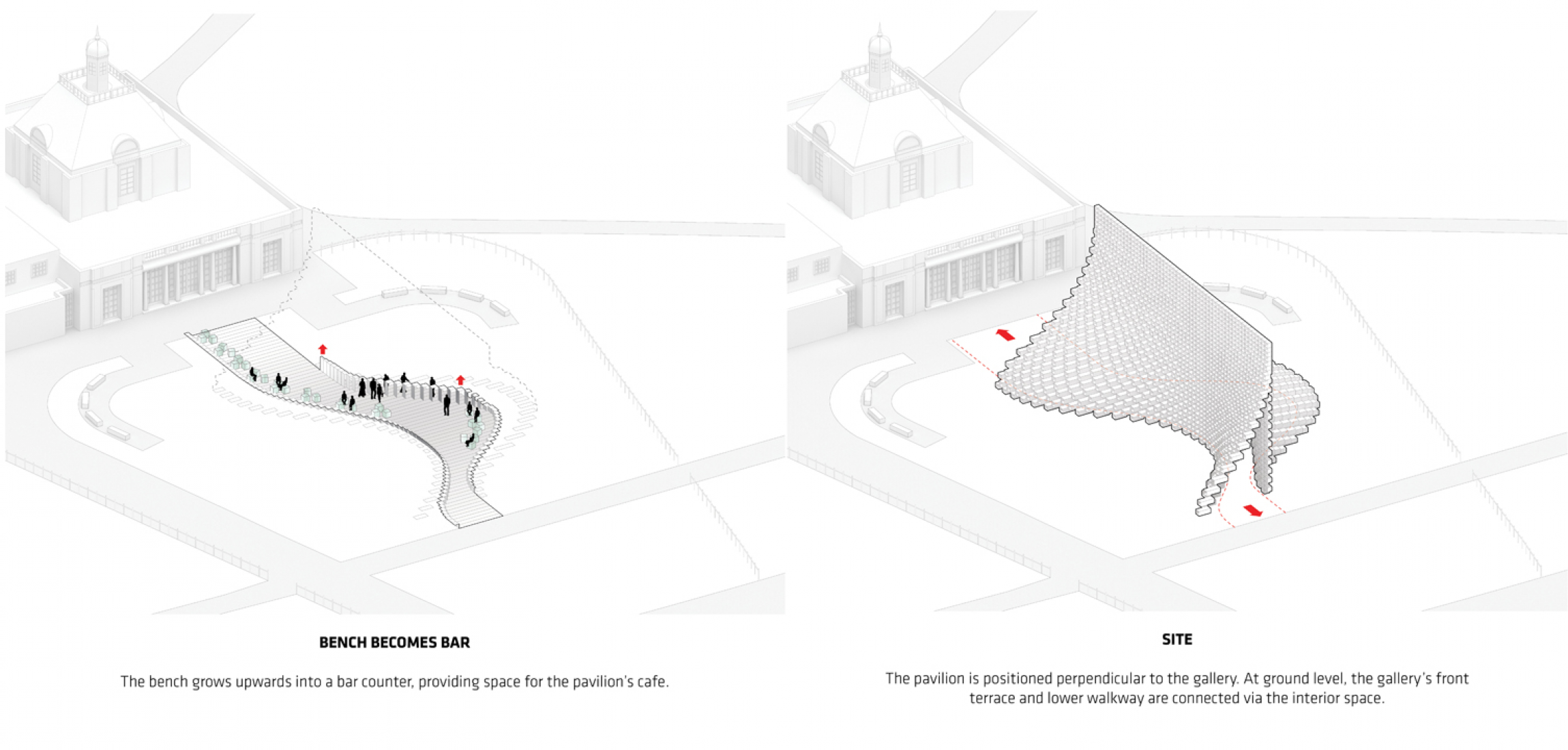 Axonometría. Pabellón de la Serpentine 2016 por Bjarke Ingels Group (BIG).