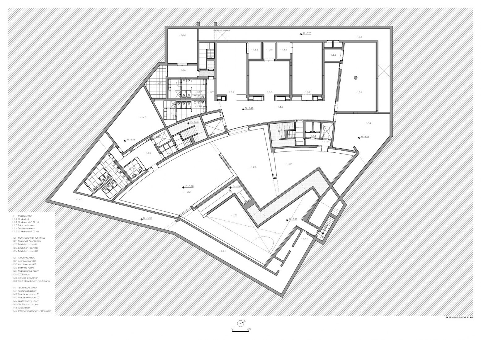Planta sótano. MoAE - Museo de Educación Artística de Huamao por Álvaro Siza y Carlos Castanheira