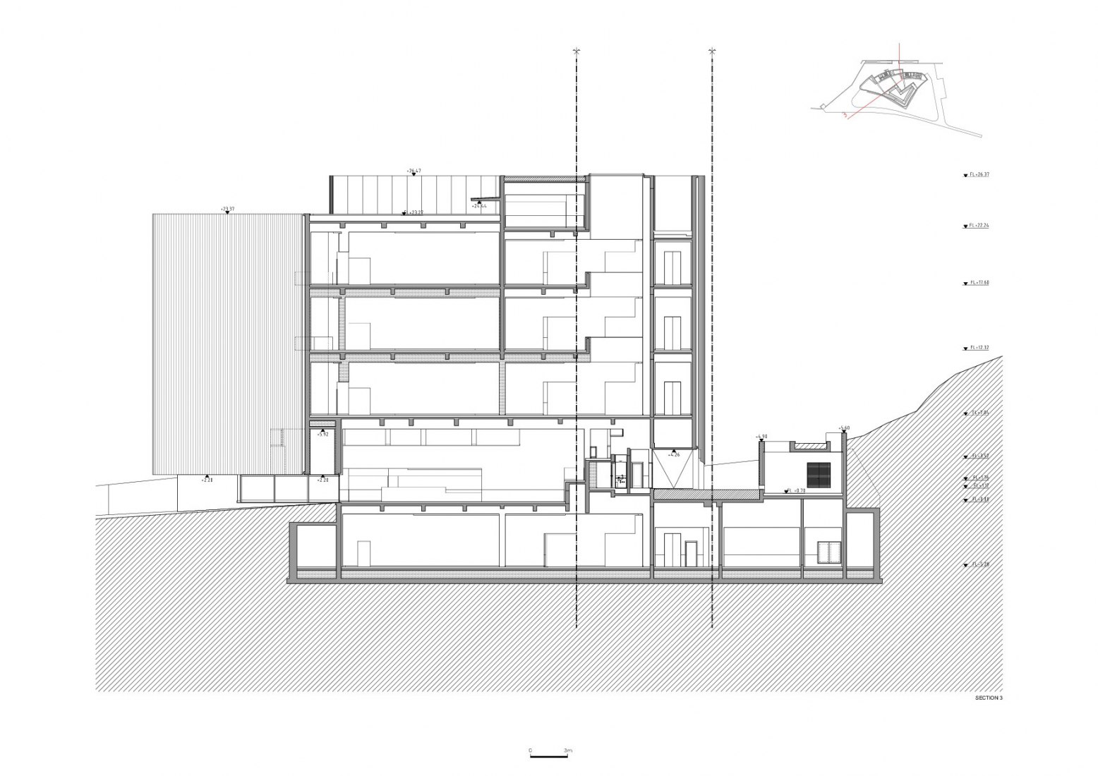 Sección. MoAE - Museo de Educación Artística de Huamao por Álvaro Siza y Carlos Castanheira