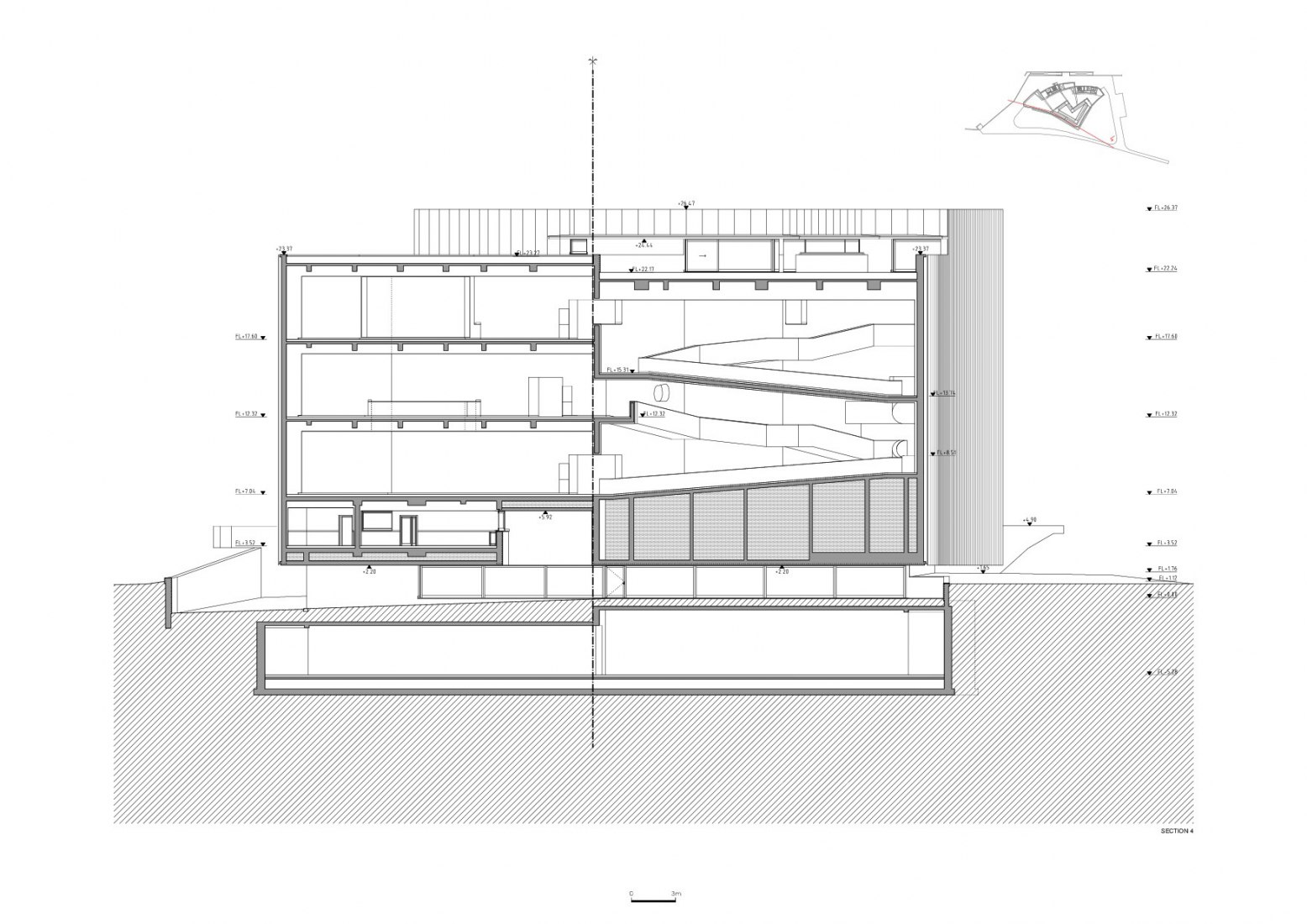 Sección. MoAE - Museo de Educación Artística de Huamao por Álvaro Siza y Carlos Castanheira