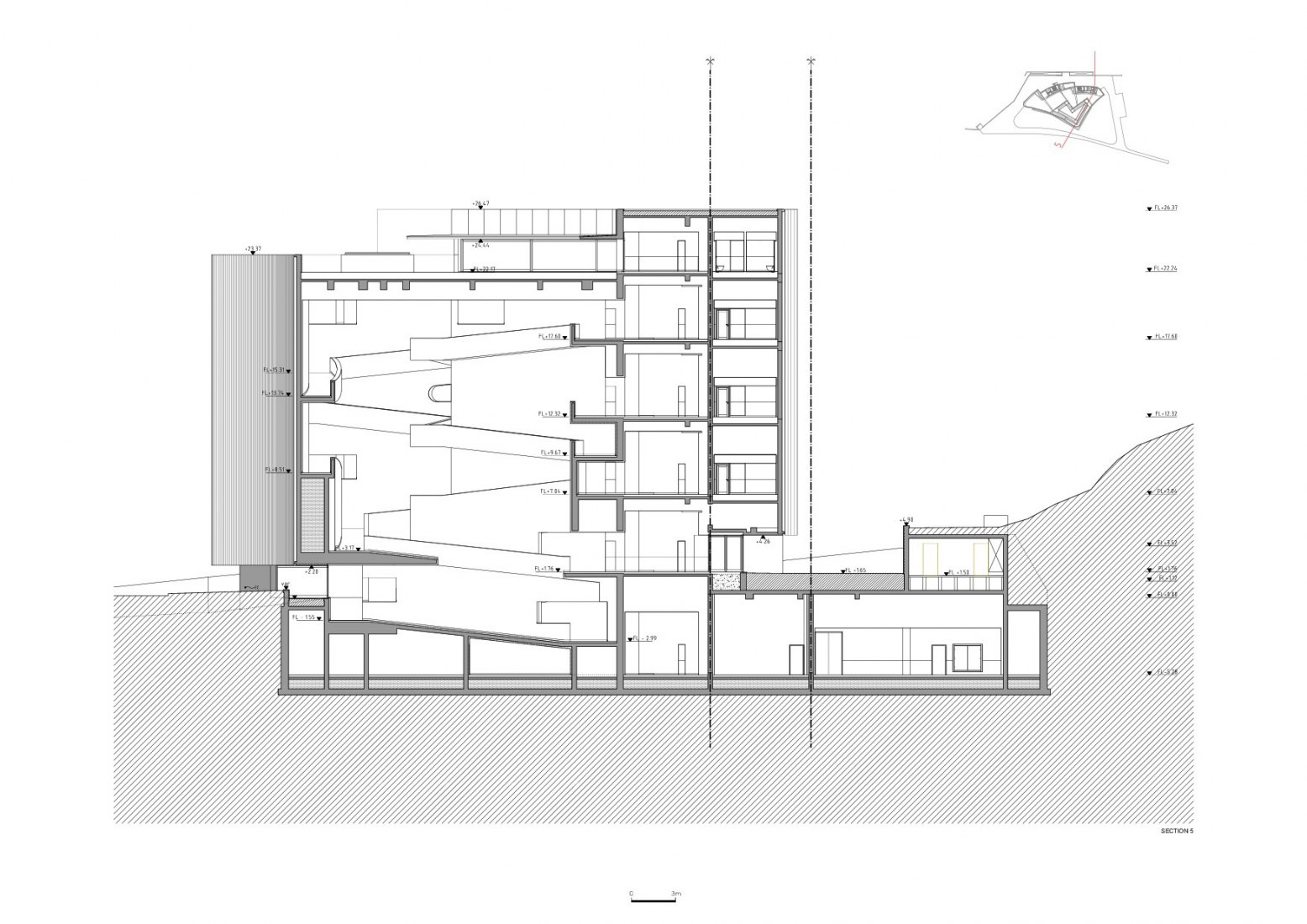Sección. MoAE - Museo de Educación Artística de Huamao por Álvaro Siza y Carlos Castanheira