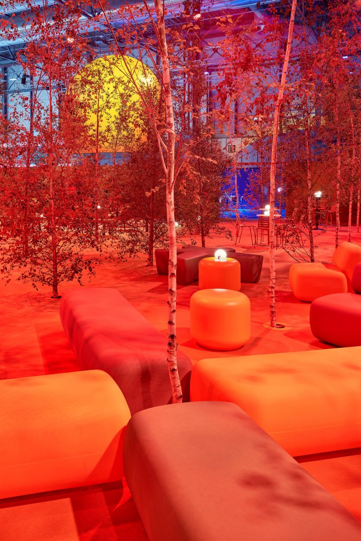 SALIDA. VIP Lounge ARCOmadrid 2021 by Studio Animal + Estudio Gonzalo del Val + Toni Gelabert Arquitecte. Photograph by José Hevia.