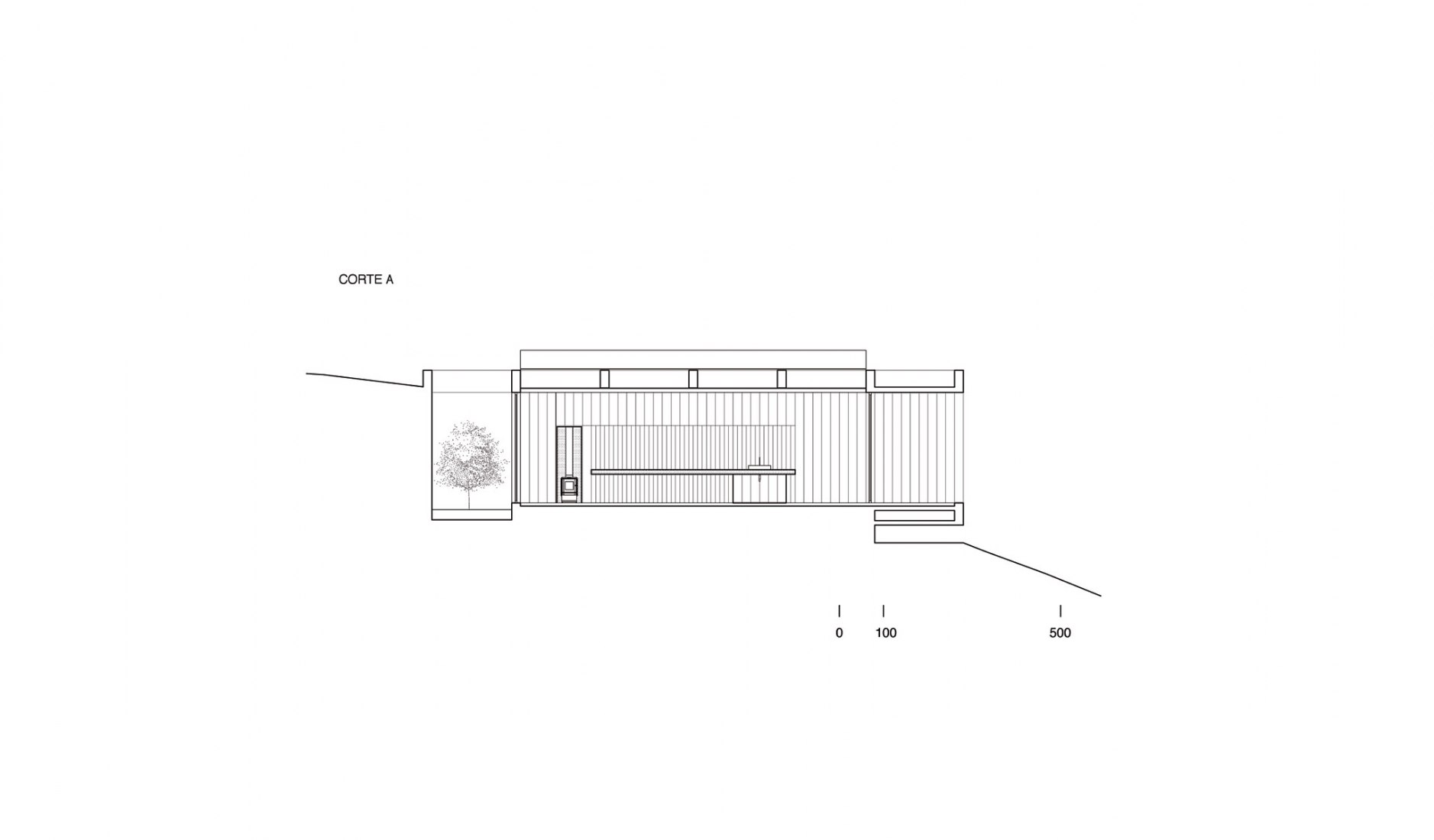 Section plan. Painting studio in bahía azul by Felipe Assadi and Francisca Pulido