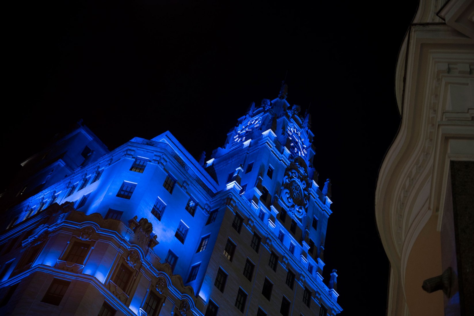 World Autism Day, 'Light it Up Blue'. Image courtesy of Telefónica