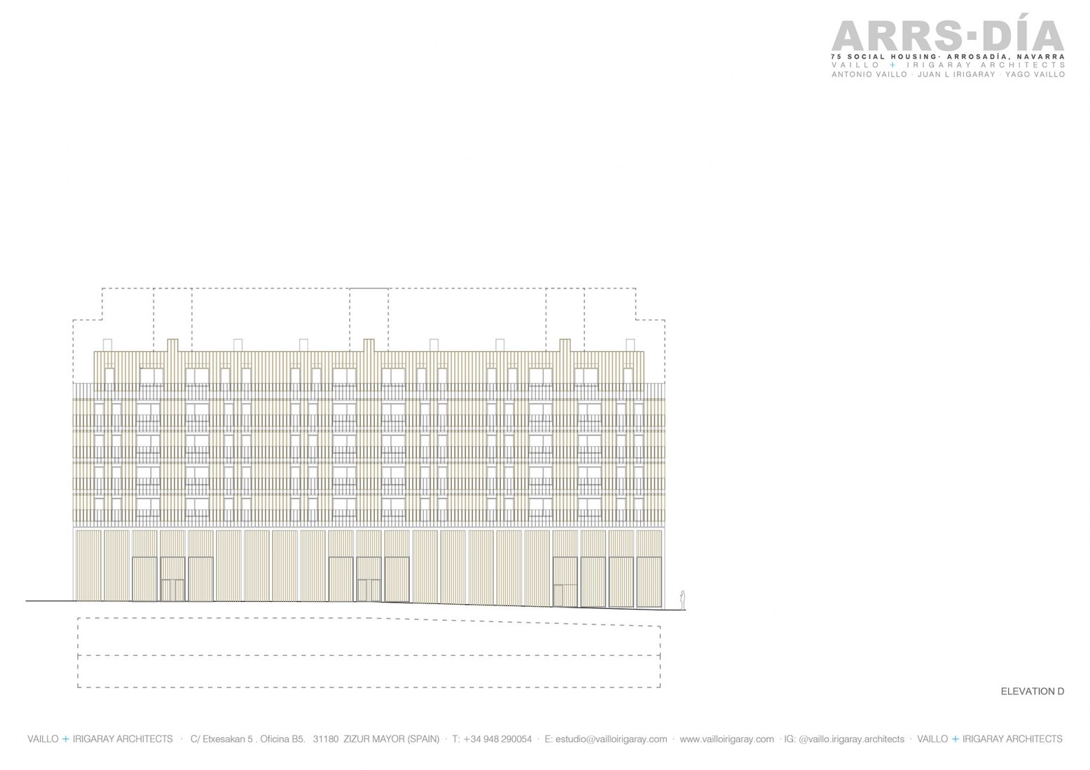 Alzado. «75 social housing·VPO Arrosadía» por Vaillo+Irigaray Architects.