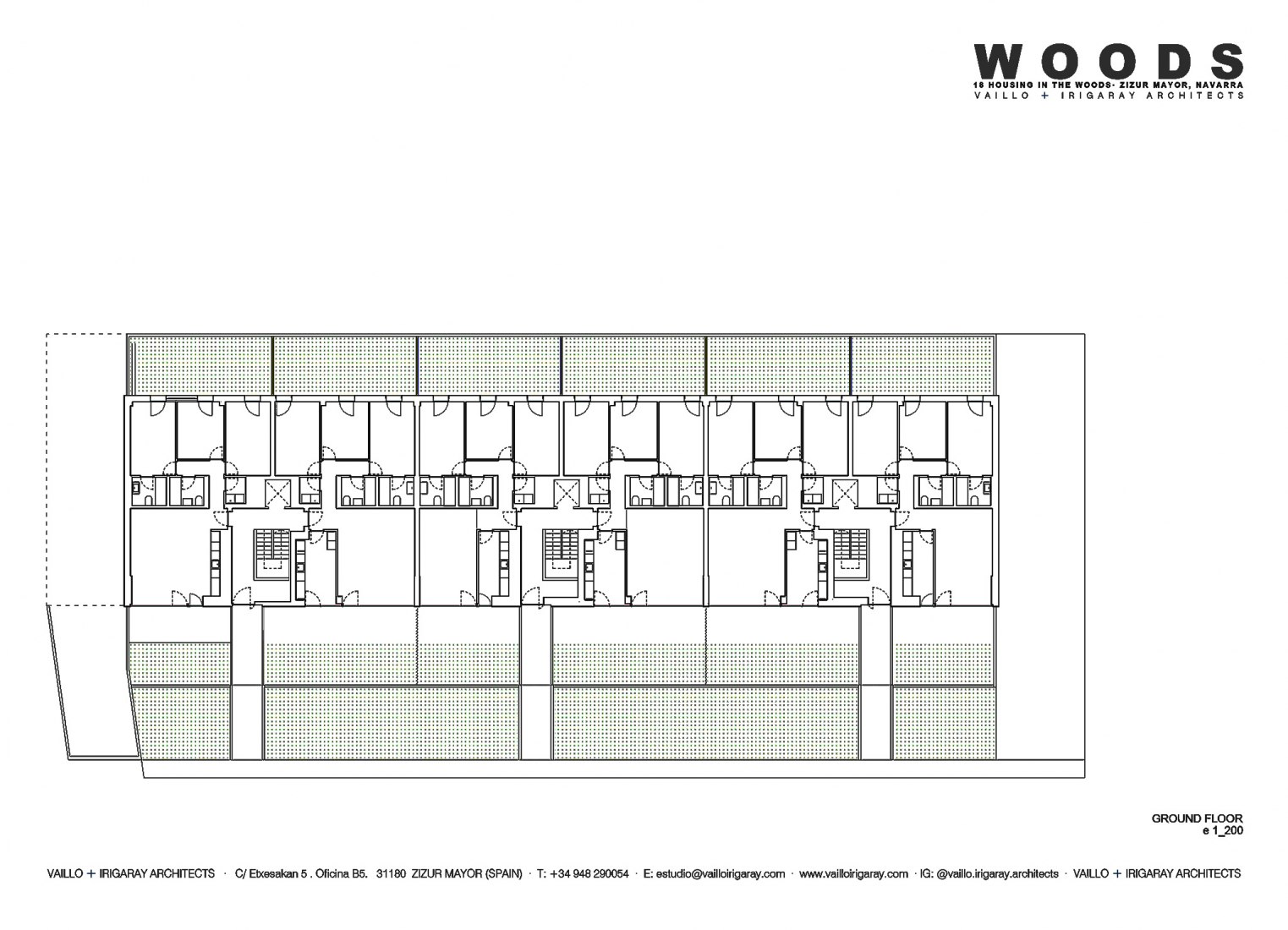 Ground floor of Housing in the woods by Vaillo+Irigaray Architects.