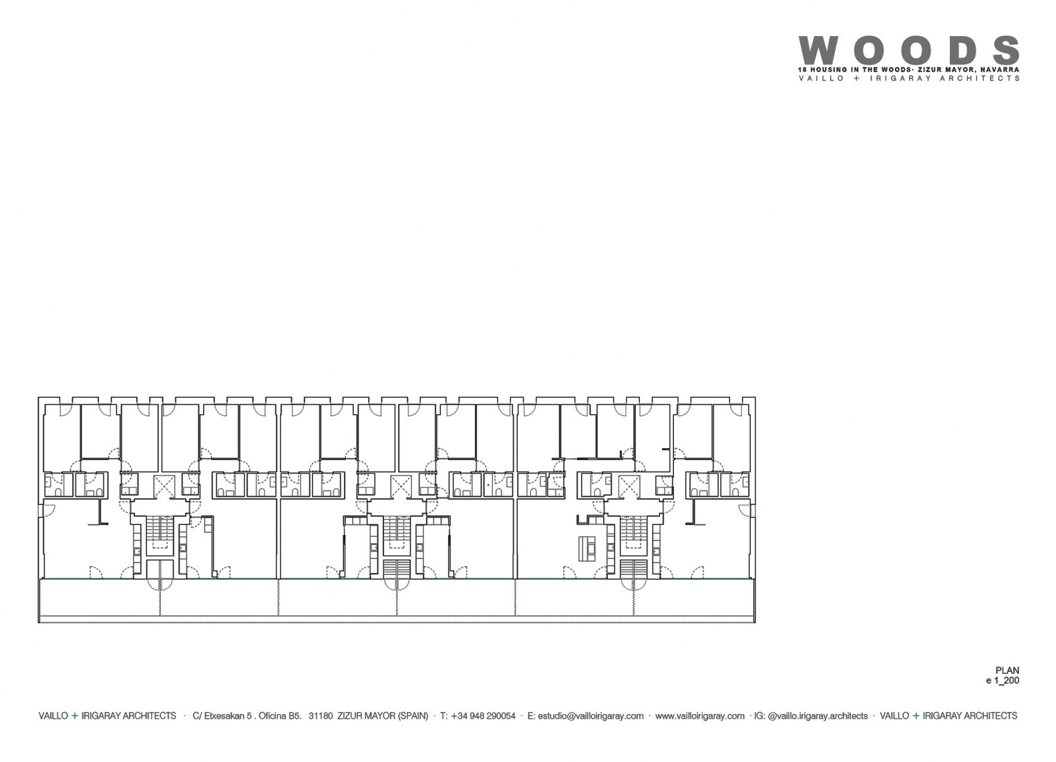 First plant of Housing in the woods by Vaillo+Irigaray Architects.
