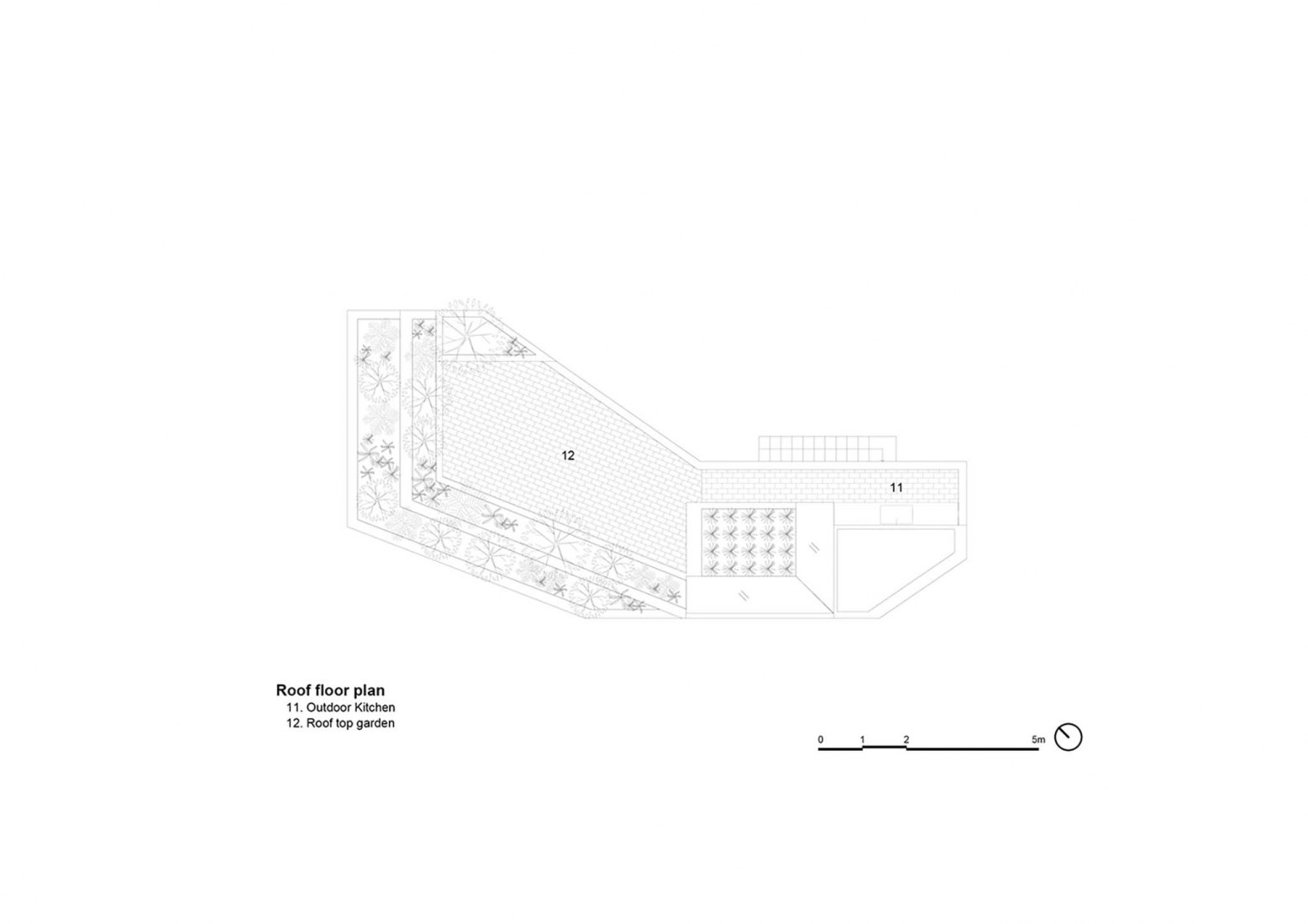 Roof plan. Ha House by Vo Trong Nghia Architects.