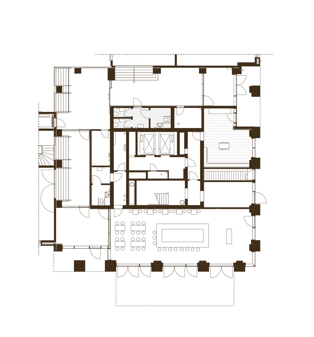 Plano de planta. Pasteurs Tårn por  Wingårdhs + Vilhelm Lauritzen Architects.