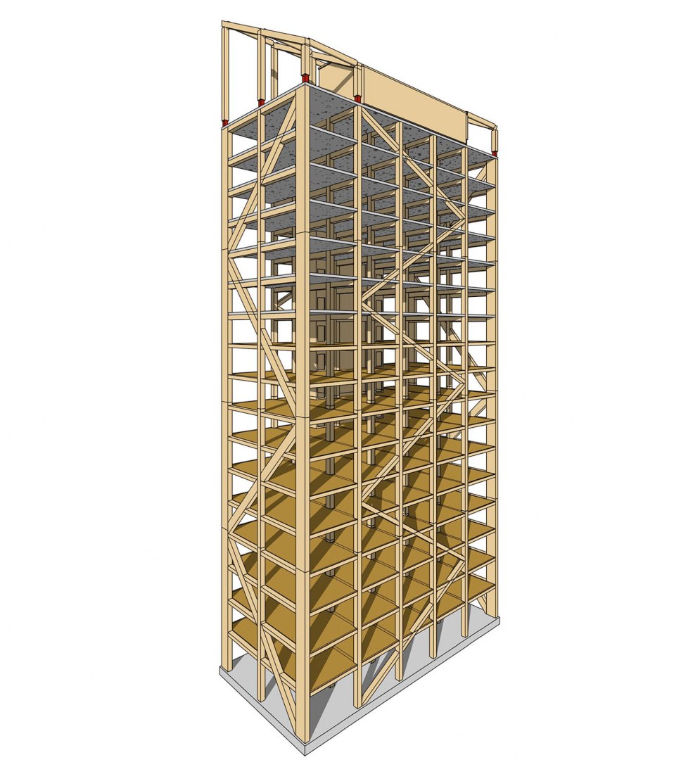 Using wood as the main construction material is key to shortening the construction time and, consequently, cost. Image via Moelven / Sweco