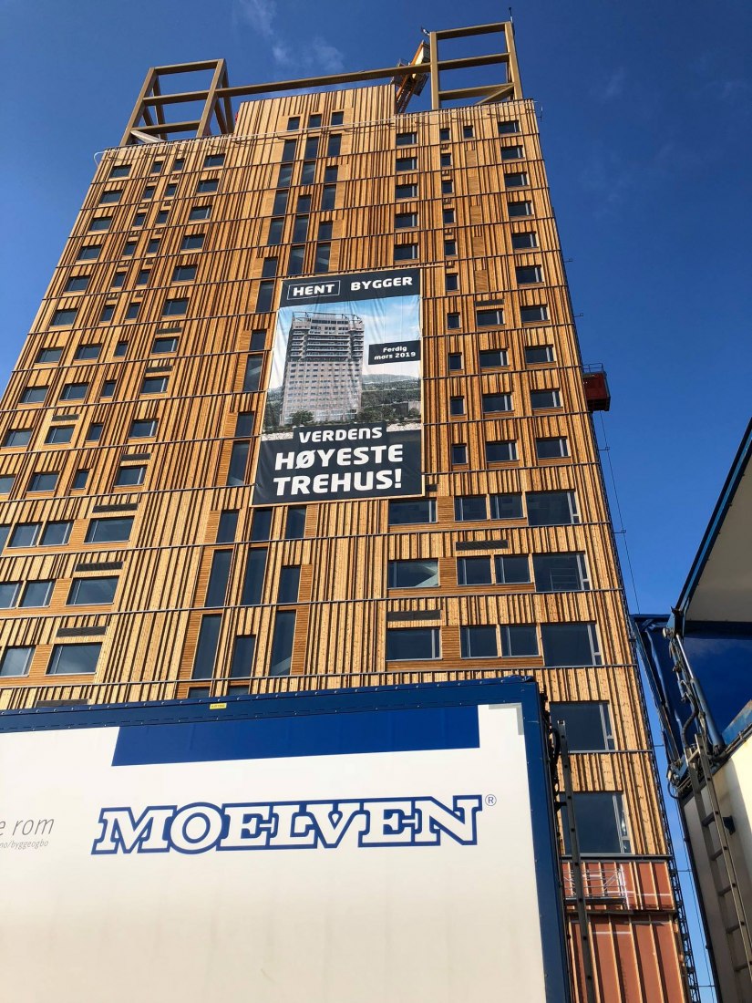 Mjøsa Tower by Voll Arkitekter. Image courtesy via Mjøstårnet