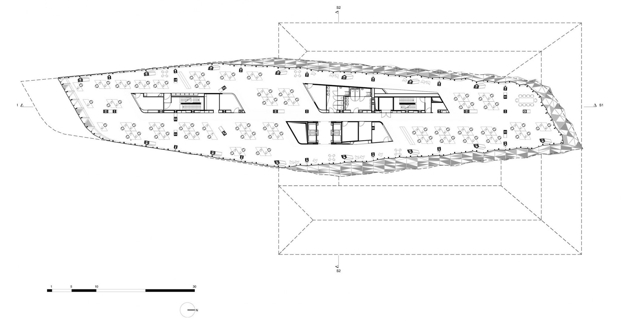 Floor level new extension. Antwerp's New Port House by Zaha Hadid Architects. 