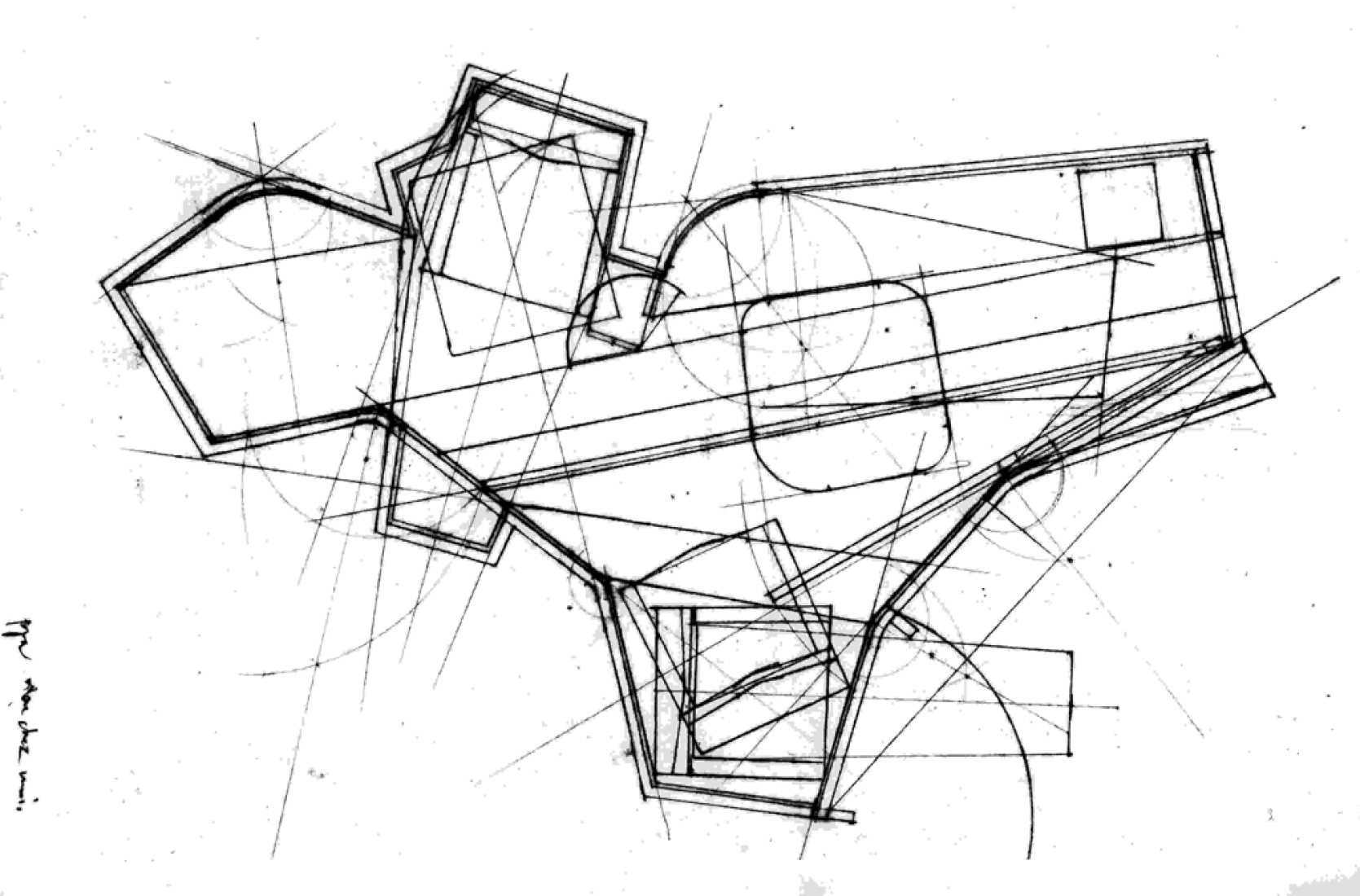 Croquis: la planta se genera a partir de los movimientos de la niña jugando. Casita para un Kolonihaven. EMBT, 1996. Cortesía de EMBT.