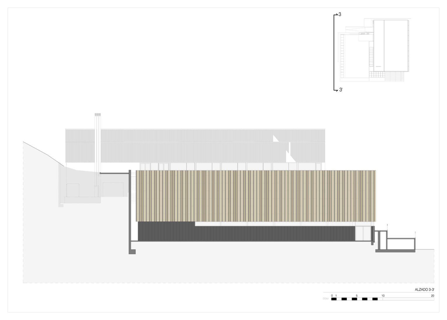 Elevation, Ibarrra Sports Center by Asier Acuriola, Fernando Bajo. 