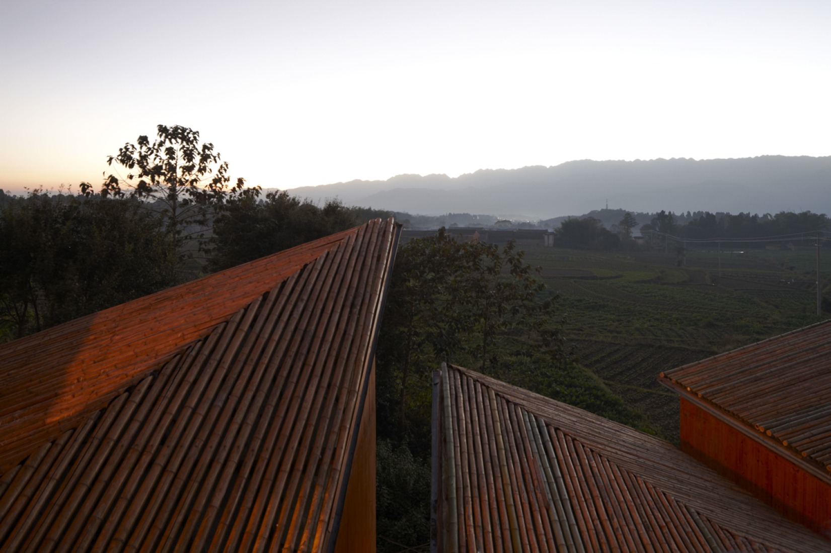 Roofs at dusk. Photography © Shu He.