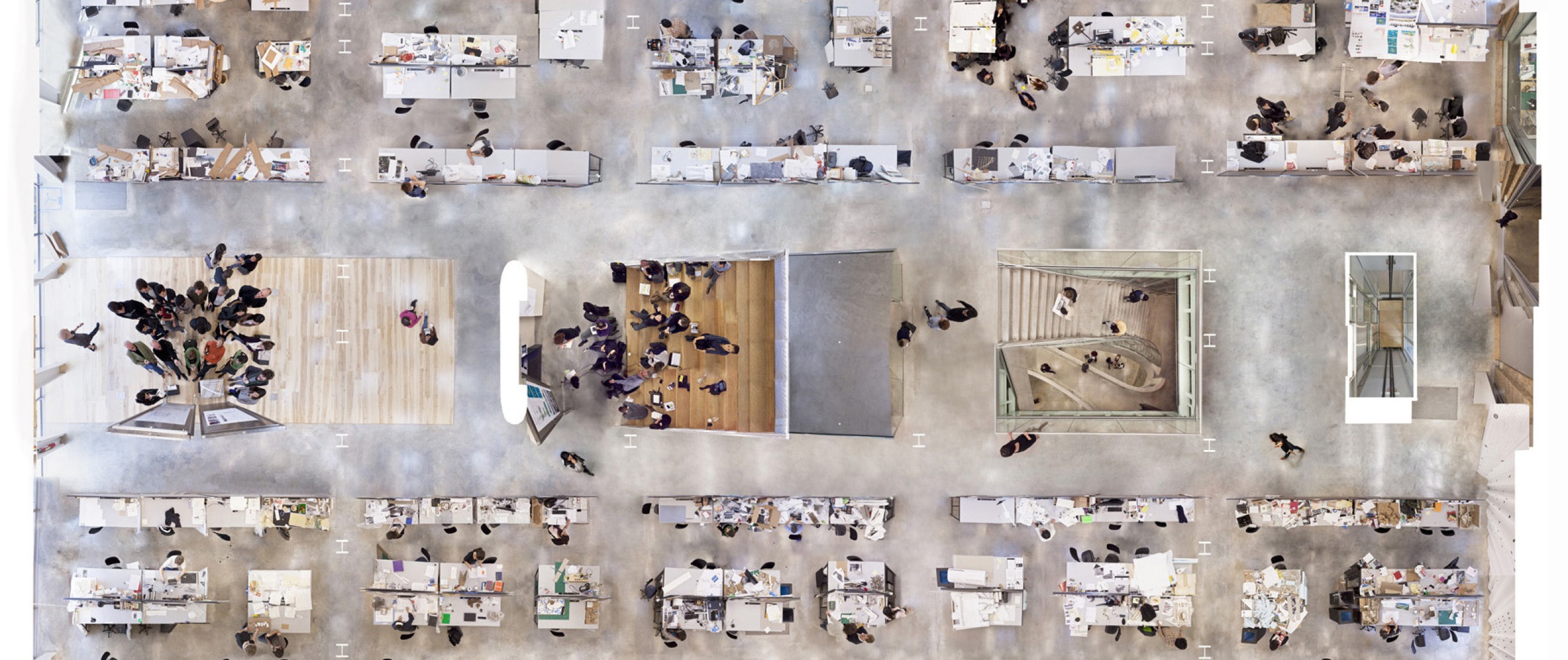 Central area. Milstein Hall Studios. Cornell College of Architecture, Art and Planning. Photograph © Brett Beyer.