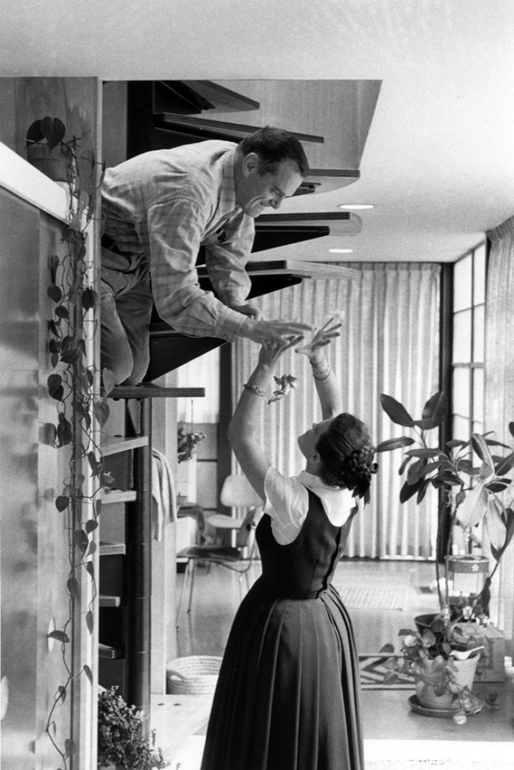 Charles and Ray Eames at home, California, 1970, as seen in Jason Cohn and Bill Jersey's documentary "EAMES: The Architect and the Painter. © 2011 Eames Office, LLC.  