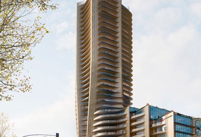Alta Tower by Zaha Hadid Architects (ZHA) and Bureau Cube Partners (BCP). Rendering by Atchain